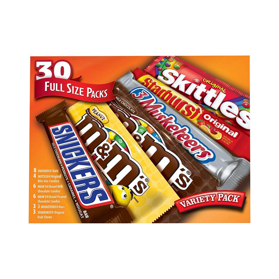 Mars Wrigley Candies, Variety Pack, Full Size Packs - 30 packs, 53.66 oz